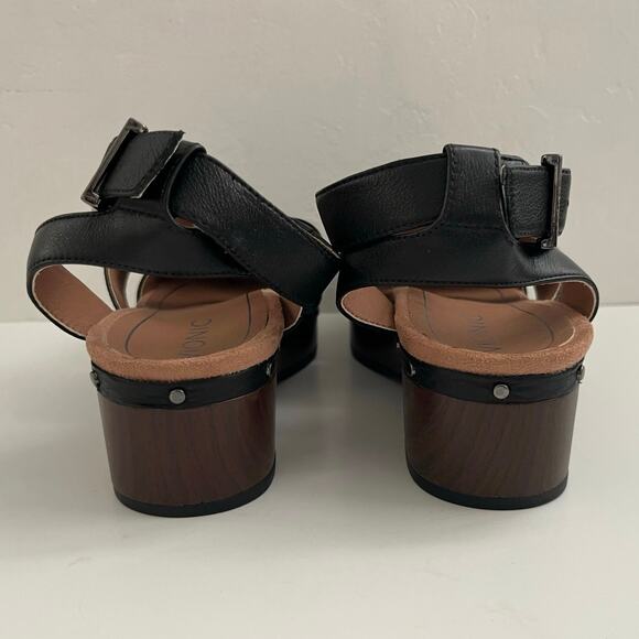 Vionic Faye T-Strap Leather Clog Sandals Women's 7 Black Studded Woven Strappy - Picture 14 of 16